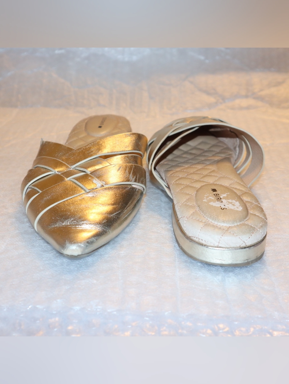 BIRDIES The Dove Mule Gold Crossed Leather Size 8.5 - Picture 12 of 13
